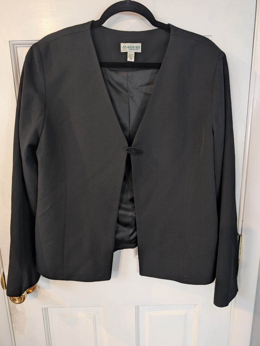 Austin Reed Vintage Wool Blazer Black Minimal Tailored Women's 16